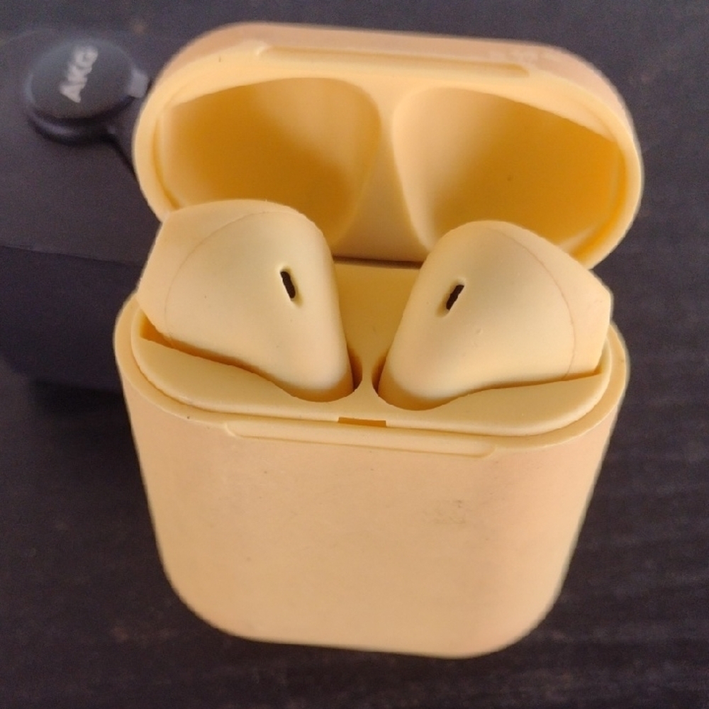 Yellow True Wireless Earbuds with Charging Case